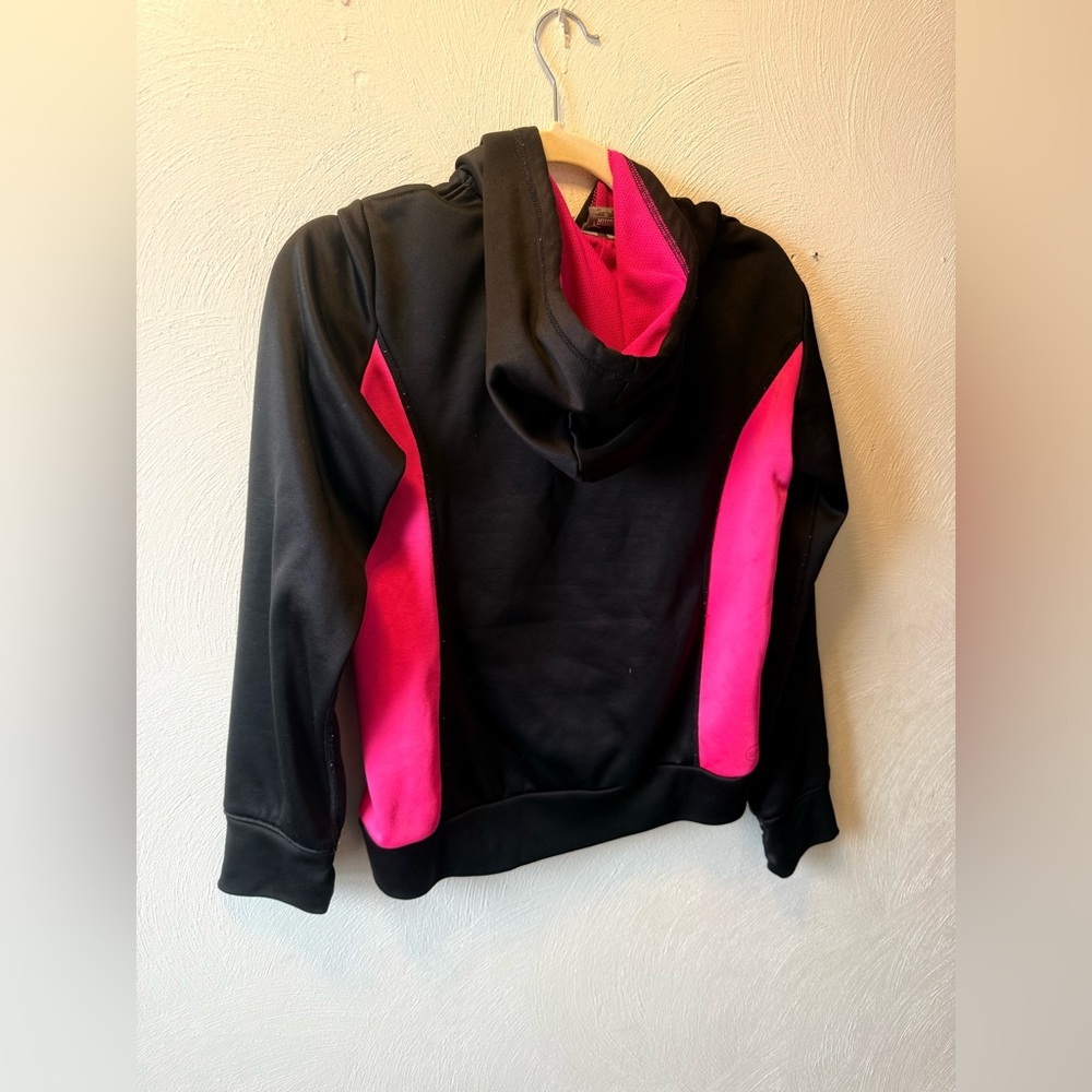 Puma Pink & Black Logo Hoodie Girls 16 Sporty Y2K Athleisure Petite Fit - Picture 3 of 6